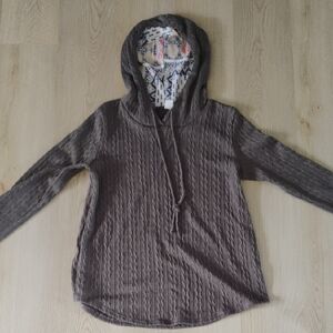 7th Ray Textured Brown Hoodie